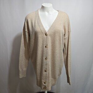 Madewell V Neck Relaxed Cardigan Sweater Womens Size XS Beige Merino Wool Blend